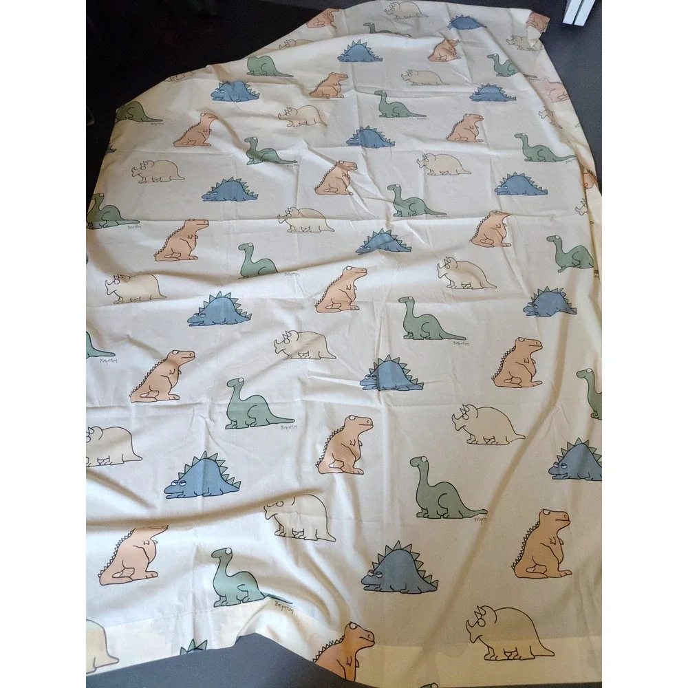 1986 Sandra Boynton Classic Twin Top Sheet + Pillowcase Dinosaur Bedding VTG
